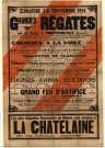 Régates de Trentemoult le dimanche 14 septembre 1924 sous la présidence de M. le Maire de Rezé, avec la collaboration du Comité des fêtes de Trentemoult, du Cercle de la Voile de Nantes et de la Musique municipale de Rezé : affiche publicitaire.