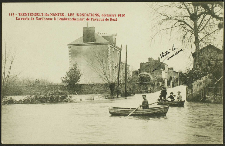 Norkiouse. - Inondations 1910, route de Norkiouse à l'angle de l'avenue de la Loire.