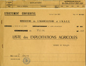 Statistique annuelle des exploitations agricoles de la commune de Rezé. - Recensement commandé par le ministère de l'agriculture et l'INSEE : liste.
