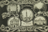 "Souvenir de Rezé". - L'église Saint-Pierre, la mairie et le château de Rezé.