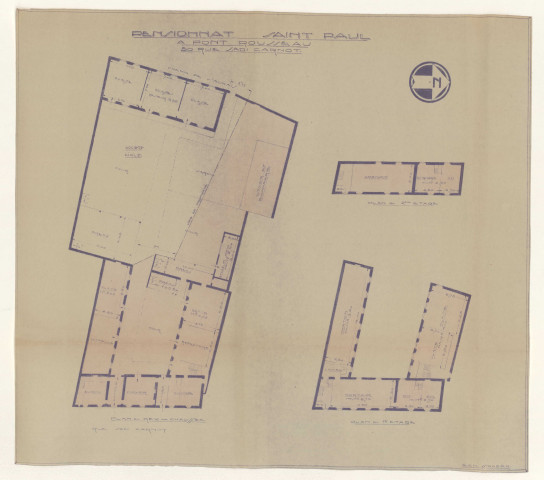 Presbytères Saint-Pierre et Saint-Paul. - Location ; contentieux ; entretien et réparation ; vente (dont locaux École libre des filles) : correspondance, baux locatifs, détails des réparations à faire, dossiers de contentieux, plans, dossiers de vente.