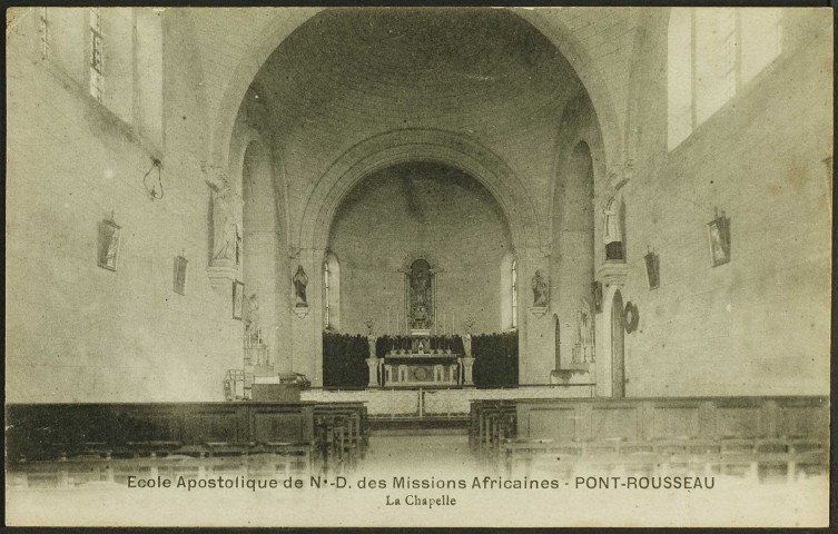 Les Naudières. - École apostolique Notre-Dame des Missions africaines, l'intérieur de la chapelle.