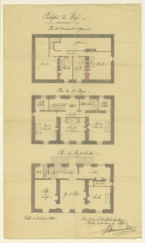 Presbytère Saint-Pierre de Rezé. - Travaux : correspondance, plans, devis, factures, états des réparations et travaux.