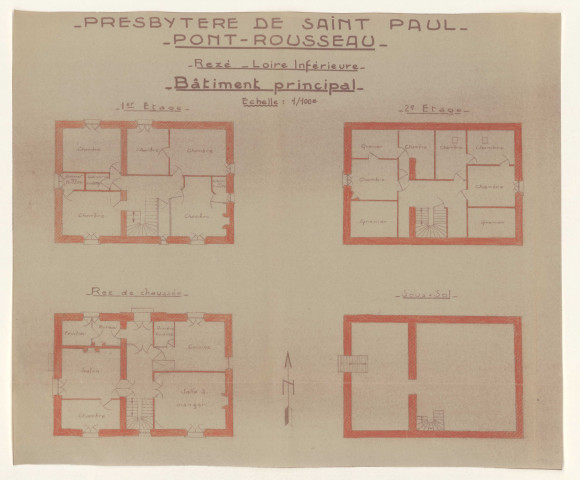 Presbytères Saint-Pierre et Saint-Paul. - Location ; contentieux ; entretien et réparation ; vente (dont locaux École libre des filles) : correspondance, baux locatifs, détails des réparations à faire, dossiers de contentieux, plans, dossiers de vente.