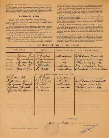 Syndicat d'exploitants agricoles de Rezé. - Constitution : statuts, procès-verbal de l'assemblée générale constitutive du 4 mars 1945.