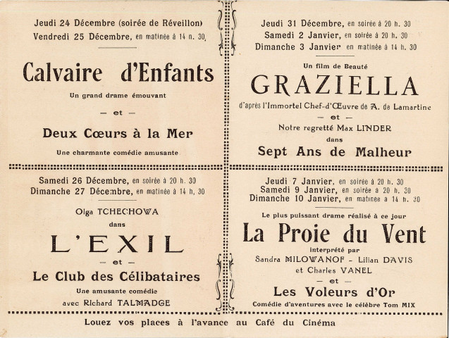 Cinéma "L'Artistic", Programmation du cinéma l'Artistic pour les fêtes de Noël et Nouvel An et carte de réduction valable pour une famille : Programme