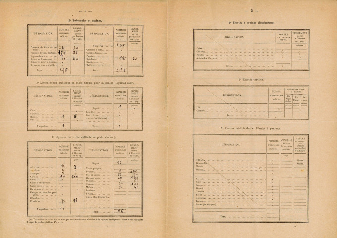 Recensement de l'agriculture et du bétail : questionnaire.