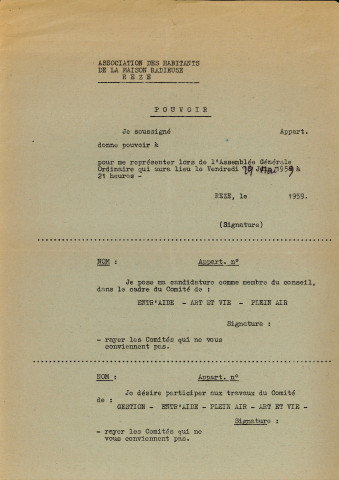 Instances. - Assemblées générales, conseil d'administration, bureaux, réunion : convocation, compte-rendu, rapport d'activité, rapport financier, note, liste des membres du bureau, correspondance.