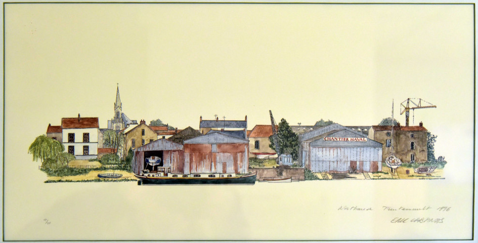 Vue de Northouse, Trentemoult : lithographie d'Eric Cabanas.