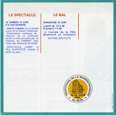 30ème anniversaire de la construction de la Maison Radieuse, organisation : programme, vidéo, articles de presse.