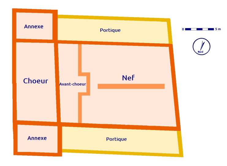 Plan supposé de la basilique paléochrétienne des Champs Saint-Martin (© Ville de Rezé)