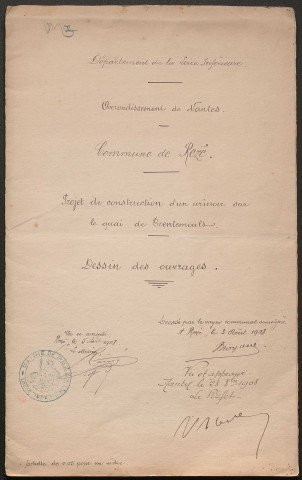 Urinoirs de Trentemoult. - Construction : pétition des habitants, plans, bordereau des pièces, détail estimatif, avant-métré.