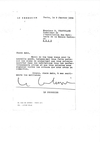 Secrétariat : correspondance reçue et envoyée (dont une lettre de M. Chereau).