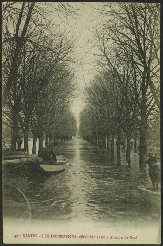 Le bourg. - Inondations 1910, l'avenue de la Loire.