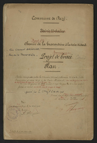 Chemin rural reconnu n°5 de la Croix-Médard à la Trocardière. - Acquisition de terrains ; construction : liste des souscriptions, soumission, correspondance, état parcellaire estimatif, plan.