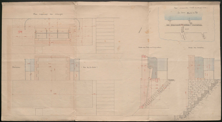 Urinoirs de Trentemoult. - Construction : pétition des habitants, plans, bordereau des pièces, détail estimatif, avant-métré.