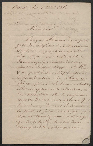 Intérêt et souscription de Marie-Caroline duchesse de Berry à "l'Henri IV" de Théodore Muret : lettre autographe signée de G. de Cossigny, annotée de 8 lignes autographes signées de la duchesse de Berry, à Théodore Muret.