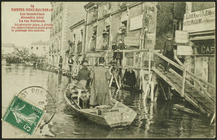 Pont-Rousseau. - Inondations 1910, la rue Alsace-Lorraine.