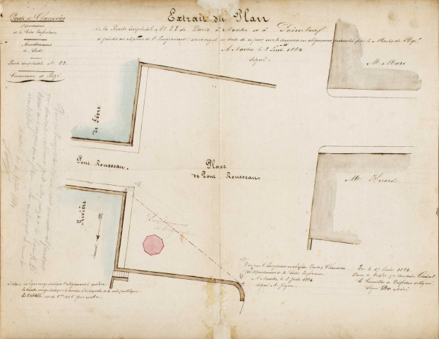 Bascule et morgue de Pont-Rousseau. - Établissement, réparation, déplacement, suppression : plan, devis estimatif, délibérations, bail de location, correspondance.