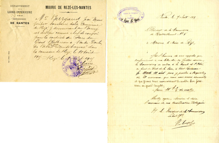 Réquisitions militaires, organisation : état nominatif des personnes ayant droit au paiement de prestations fournies à l'autorité militaire par suite de réquisitions (service du transport, service du cantonnement, service du chauffage, des vivres).