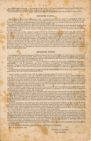 Enquête décennale organisée par le ministère de l'Agriculture : questionnaire.