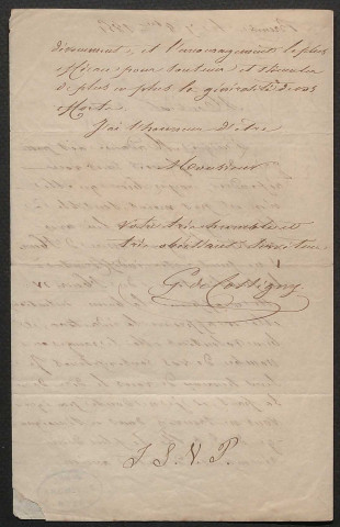 Intérêt et souscription de Marie-Caroline duchesse de Berry à "l'Henri IV" de Théodore Muret : lettre autographe signée de G. de Cossigny, annotée de 8 lignes autographes signées de la duchesse de Berry, à Théodore Muret.