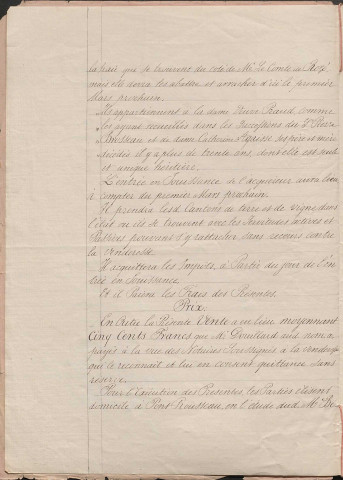 Achat de terres par la famille de Monti. - Vente de terres et de vignes situées au lieu-dit Le Cloître par Mme veuve Louis Praud à M. Edouard de Monti, comte de Rezé : expédition.