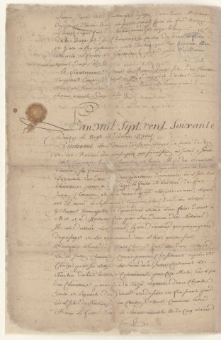 Partage des biens fonciers de la succession des défunts Julien Chauveton et Prudence Dejoie, de la paroisse de Rezé. - Inventaire des biens composant le premier lot de l'héritage et attribution à Julien Moisdon et Michelle Chauvellon sa femme, héritiers : Inventaire.