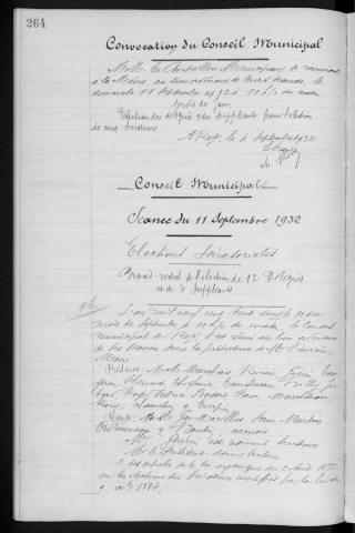 Conseil du 11 septembre 1932