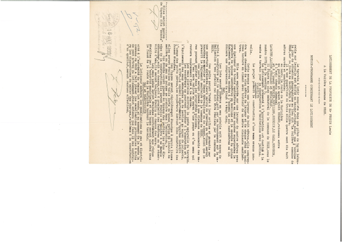 Lotissement de la Volière (20 lots) rue Claude Gaulué, rue Péquin, Demande d'autorisation de M. PEQUIN : arrêtés, délibérations, cahiers des charges, plans, notice-programme, devis, correspondance.