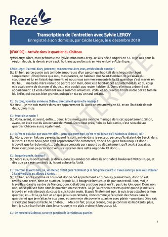 Sylvie Leroy, entretien : récit de vie.